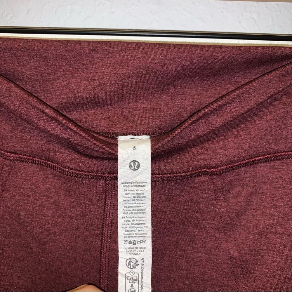 Lululemon Soft Sueded 25” High Rise Tight Red Leggings 6 - Picture 7 of 8
